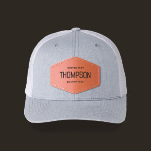 Name Bold Condensed Business Camp Leather Patch Hat