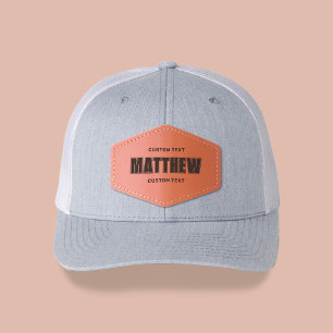Name Bold Modern Leather Patch Hat