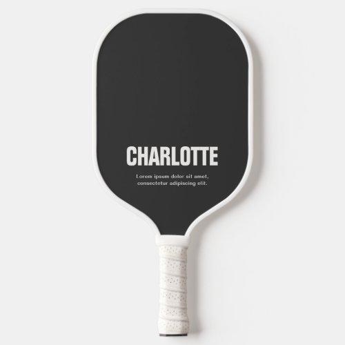 Name Bold Modern Minimal Black Pickleball Paddle