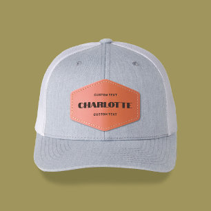 Name Bold Retro Business Camp Leather Patch Hat
