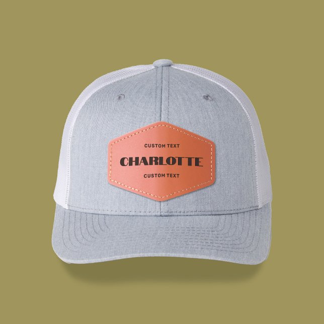 Name Bold Retro Business Camp Leather Patch Hat (Creator Uploaded)