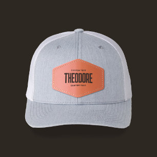 Name Bold Tall Business Camp Leather Patch Hat