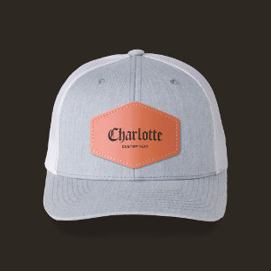 Name Bold Vintage Gothic Blackletter Business Leather Patch Hat