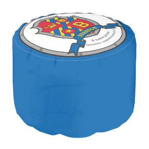 Name Brandon letter B blue crest boys round pouf