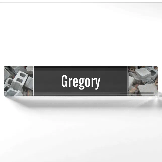 Name + Bricks & Blocks Demolition Rubble Debris Desk Name Plate | Zazzle
