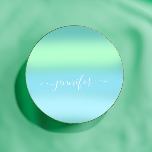 Name Bridal OMBRE Thank Blue Green Classic Round Sticker