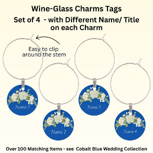 Name, Bridal Party, Wine-Glass Charms Tags