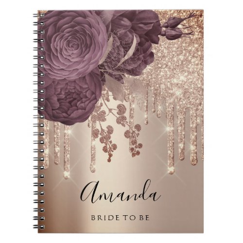 Name  Bridal Shower Drips Rose Purple Roses  Notebook