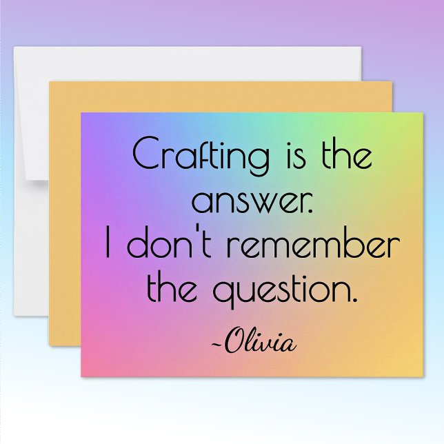 Name, Bright Gradient Rainbow All-Occasion Flat Note Card (Creator Uploaded)