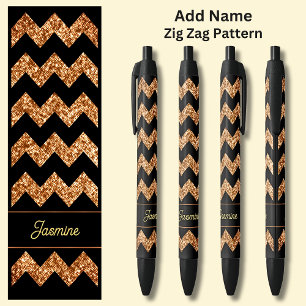 Name Bronze Brown Zig Zag on Black Pen