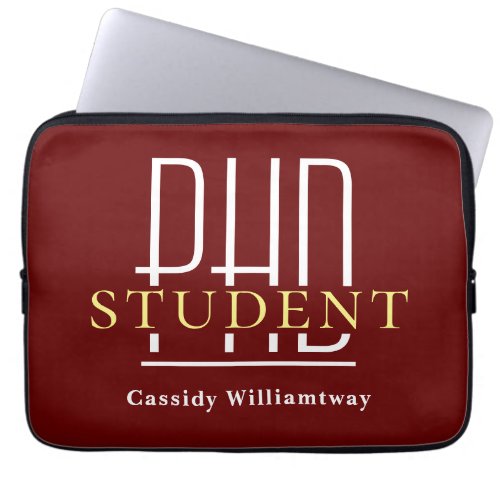 Name Burgundy PhD Student Laptop Sleeve