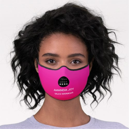 Name Business Logo Monogram Pink Ombre Modern Premium Face Mask