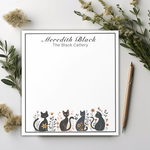 Name  Business Personalized Row Of Black Cats Notepad