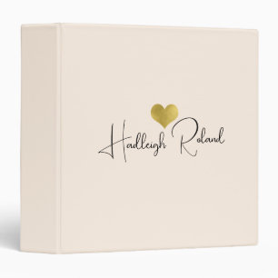 Name Calligraphy Monogram Heart 3 Ring Binder