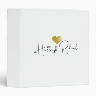 Name Calligraphy Monogram Heart 3 Ring Binder