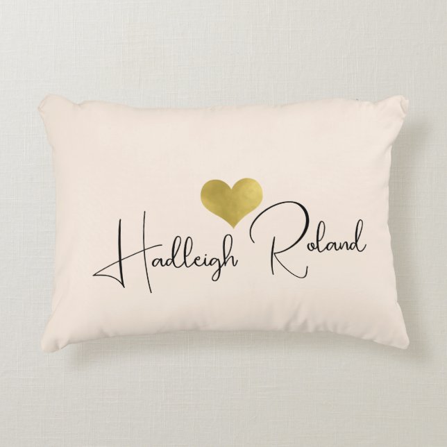 Name Calligraphy Monogram Heart Accent Pillow (Front)