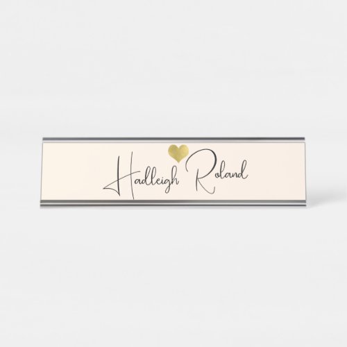 Name Calligraphy Monogram Heart Desk Name Plate