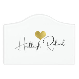 Name Calligraphy Monogram Heart Door Sign