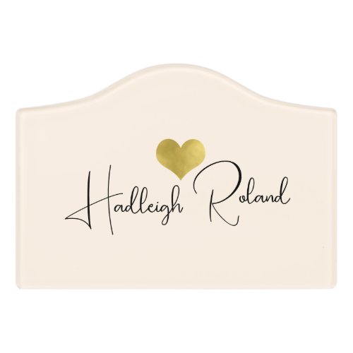 Name Calligraphy Monogram Heart Door Sign