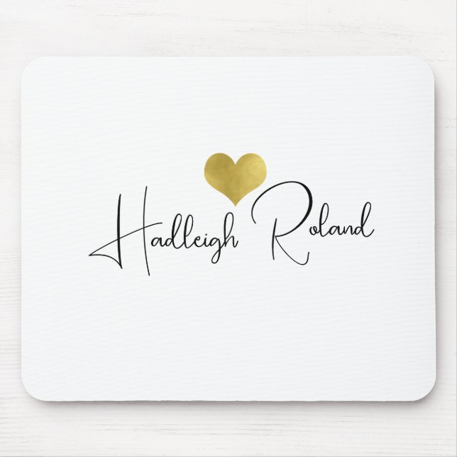 Name Calligraphy Monogram Heart Mouse Pad (Front)