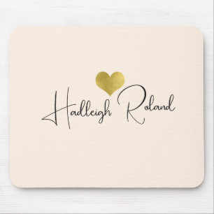 Name Calligraphy Monogram Heart Mouse Pad