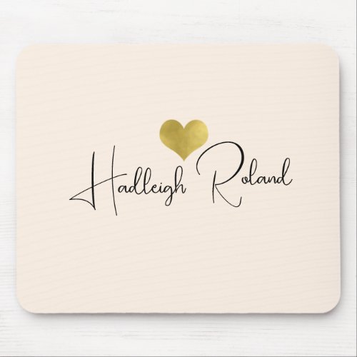 Name Calligraphy Monogram Heart Mouse Pad