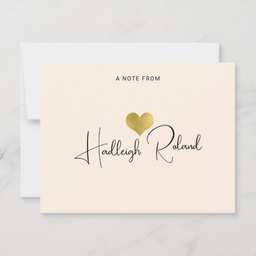 Name Calligraphy Monogram Heart Note Card