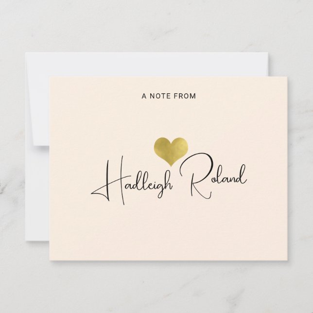Name Calligraphy Monogram Heart Note Card (Front)
