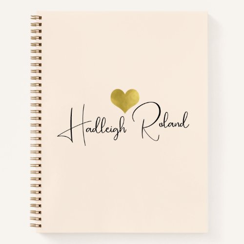 Name Calligraphy Monogram Heart Notebook