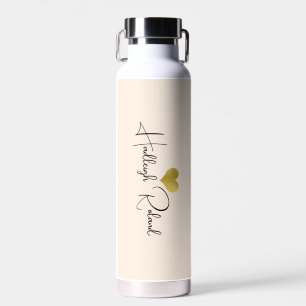 Name Calligraphy Monogram Heart Peach Water Bottle