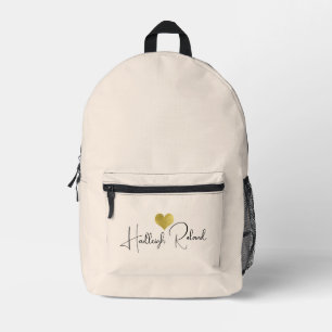 Name Calligraphy Monogram Heart Printed Backpack