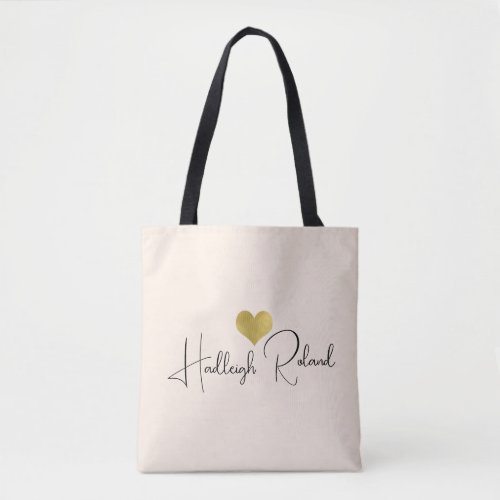 Name Calligraphy Monogram Heart Tote Bag