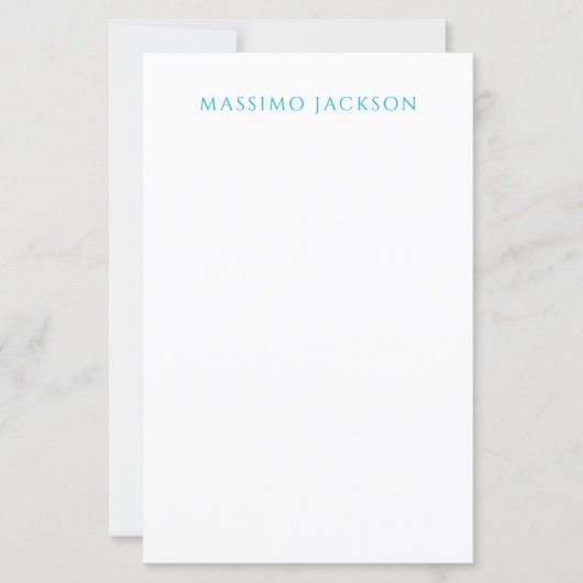 Name Calligraphy Plain Simple White Blue Paper (Front)