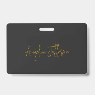 Name Calligraphy Professional Elegant Gold Color Badge
