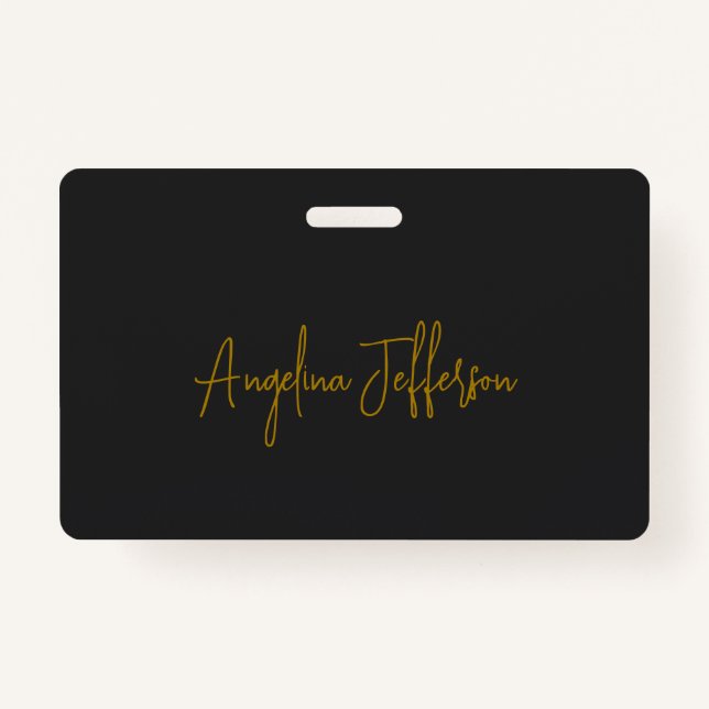 Name Calligraphy Professional Elegant Gold Color Badge (Front)