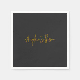 Name Calligraphy Professional Elegant Gold Color Napkins