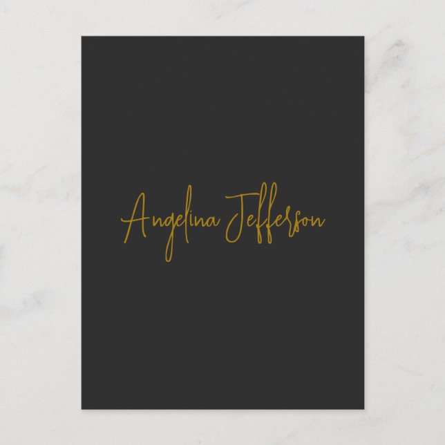 Name Calligraphy Professional Elegant Gold Color Postcard (Front)