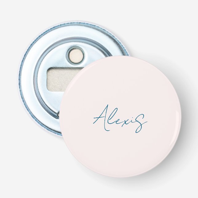 Name Calligraphy Script Plain Simple Pastel Color Bottle Opener (Front)