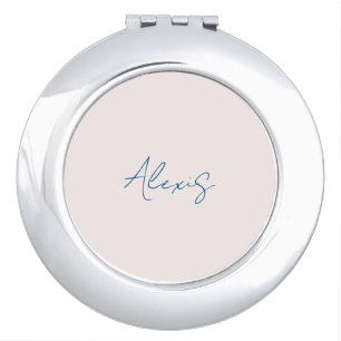 Name Calligraphy Script Plain Simple Pastel Color Compact Mirror