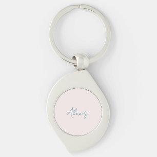 Name Calligraphy Script Plain Simple Pastel Color Keychain