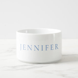 Name Calligraphy Script Plain Simple White Blue Bowl