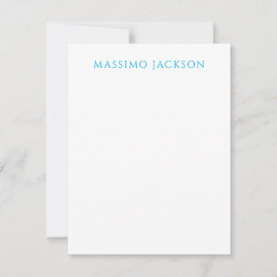 Name Calligraphy Script Plain Simple White Blue Note Card