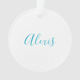 Name Calligraphy Script Plain Simple White Blue Ornament