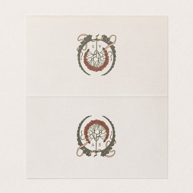 Name Cards Wedding Table Vintage Art Nouveau (Inside Unfolded)