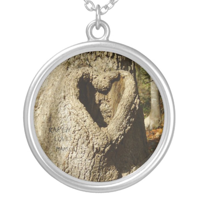 Name Carved Heart Tree Necklace (Front)