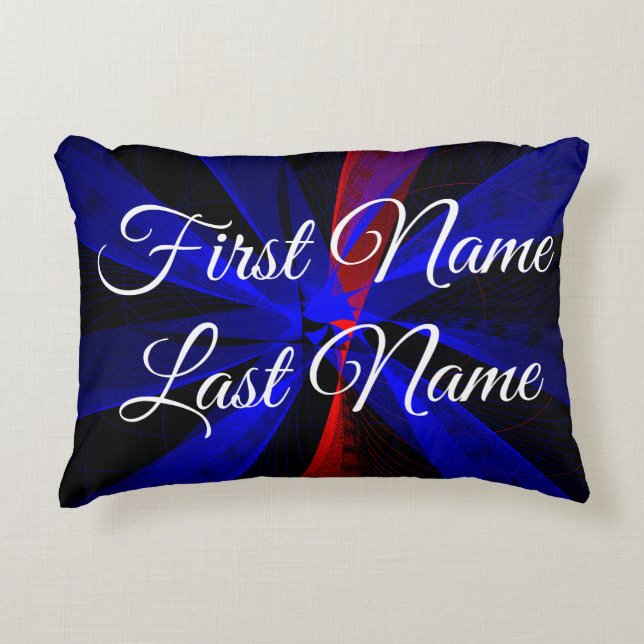 Name Change Blue Abstract Geometric Accent Pillow (Front)