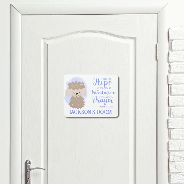 Name Christian Cute Baby Sheep Bible Quote Door Sign (Creator Uploaded)