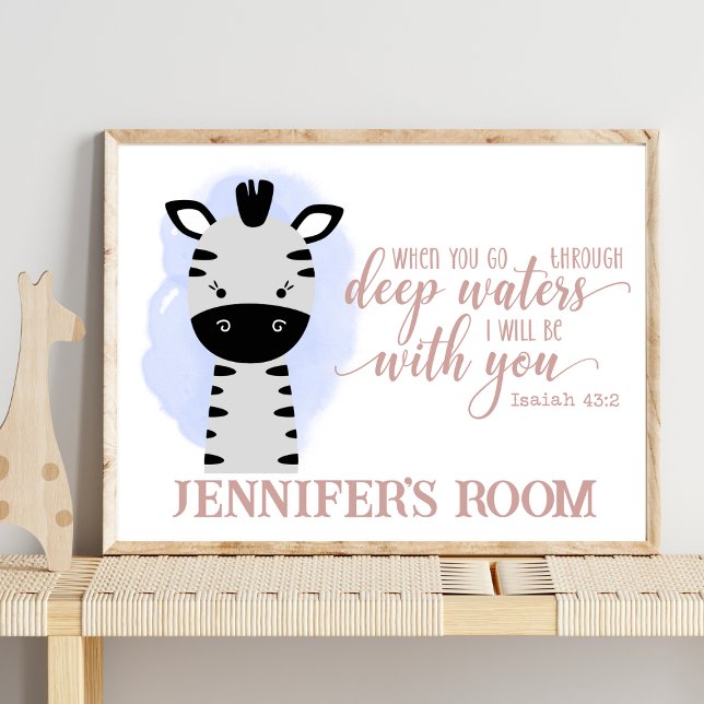 Name Christian Cute Baby Zebra Bible Quote Poster (Creator Uploaded)
