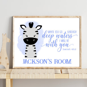 Name Christian Cute Baby Zebra Bible Quote Poster