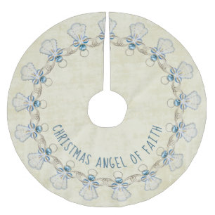 Name: Christmas Angel of Faith Blue/Cream Brushed Polyester Tree Skirt